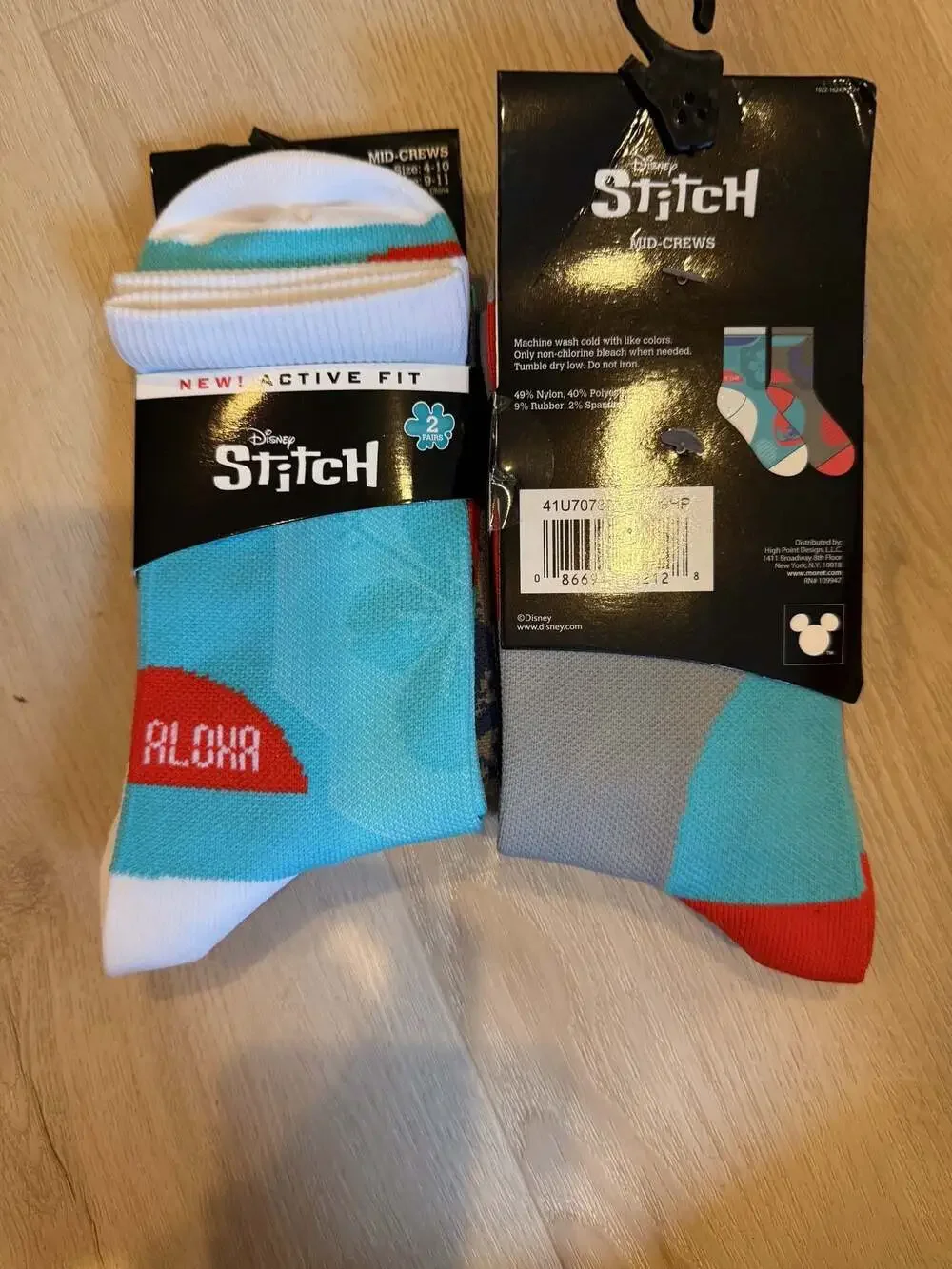 Disney Stitch Women's Mid-Crew Socks 2-Pair Pack Shoe Size 4-10